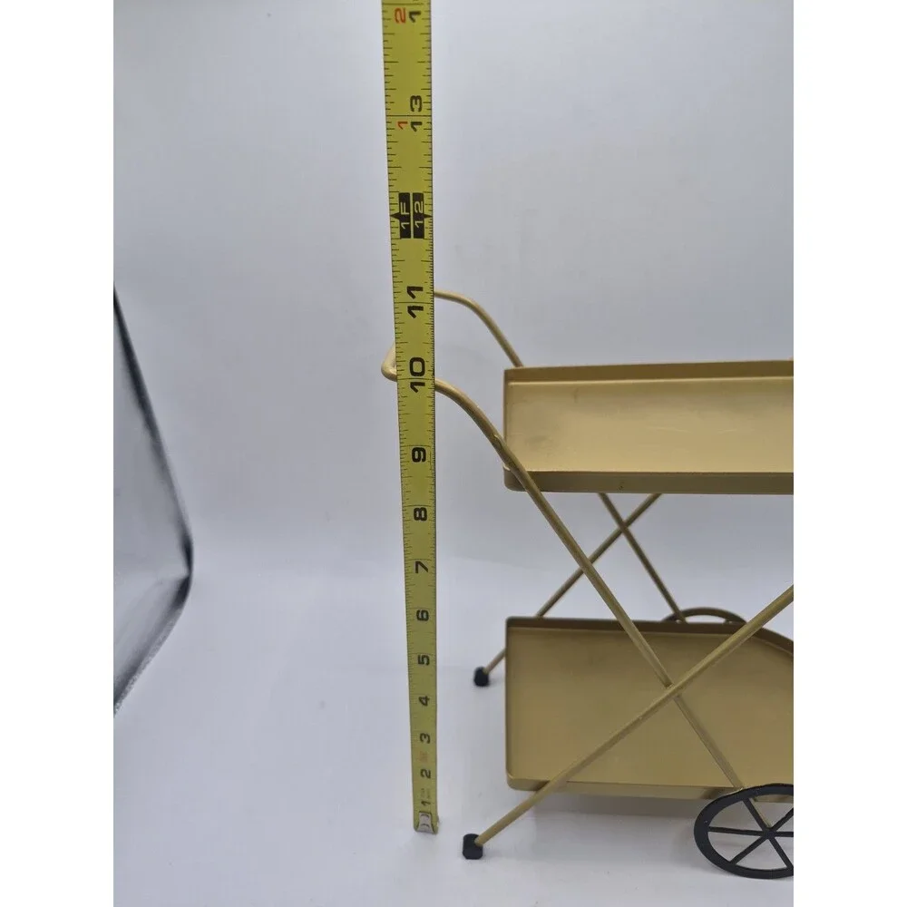 Bullseye Playground Gold 2-Tier Mini Coffee Bar Cart Kitchen Decor Metal